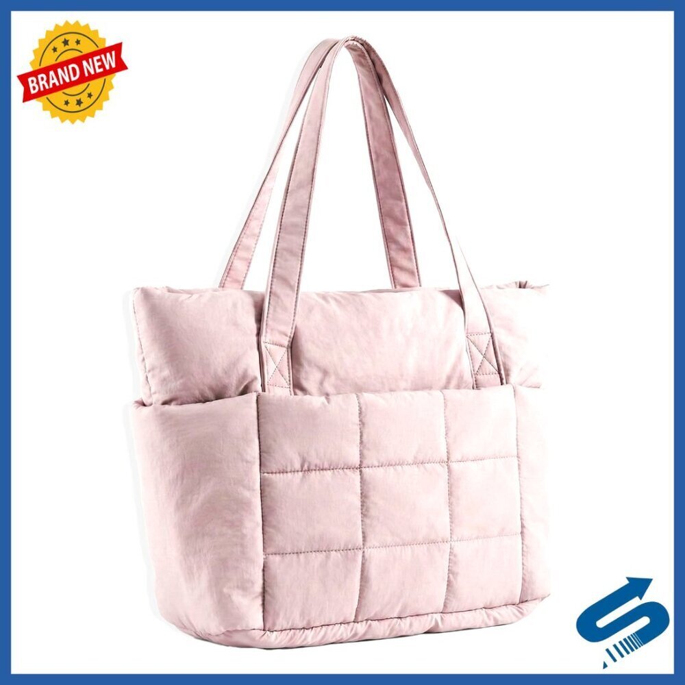 Quilted Puffer Tote Bag Large Capacity Laptop Work Gym Travel Tote
